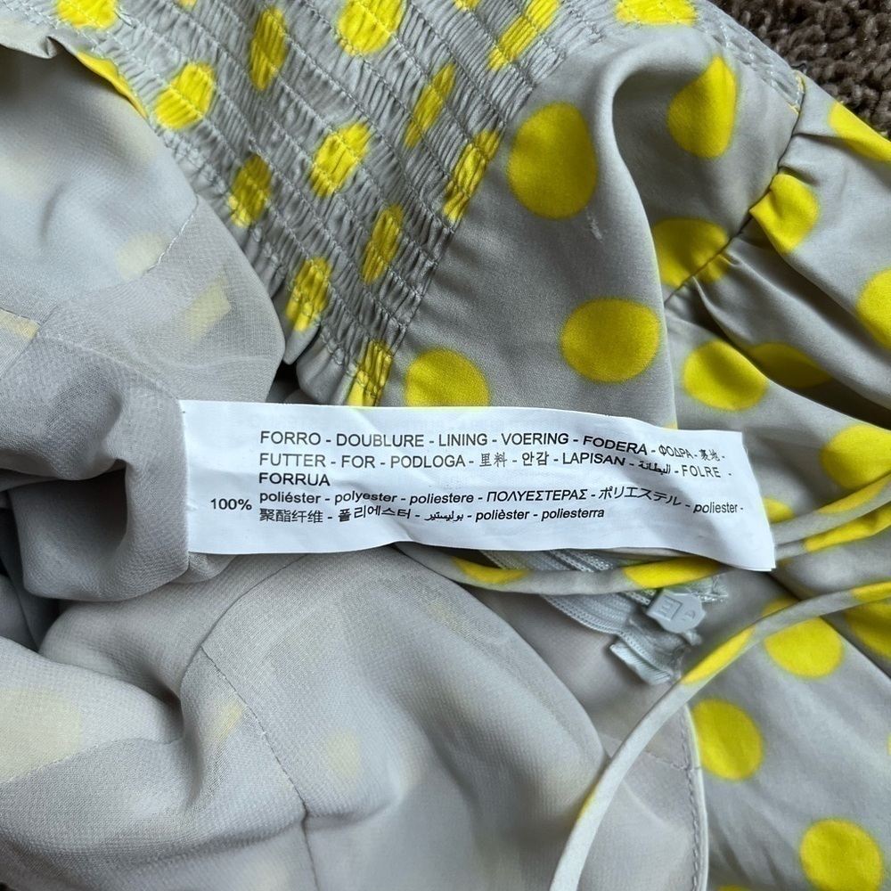ZARA WOMAN BEIGE With YELLOW POLKA-DOT V-NECK CROP TOP 3067/035/050 size small - Picture 3 of 9